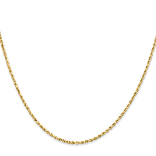 14KT Yellow Gold 14 inch 1.5mm Diamond-cut Rope with Lobster Clasp Chain