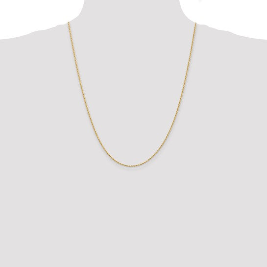 14KT Yellow Gold 24 inch 1.5mm Diamond-cut Rope with Lobster Clasp Chain