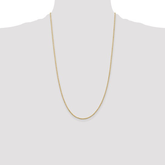 14KT Yellow gold 26 inch 1.5mm Diamond-cut Rope with Lobster Clasp Chain