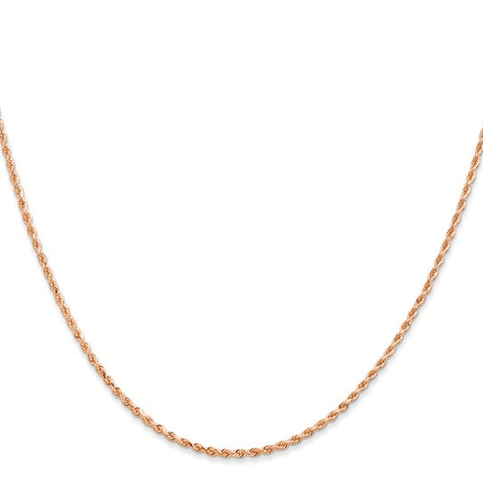 14KT Rose Gold 16 inch 1.5mm Diamond-cut Rope with Lobster Clasp Chain