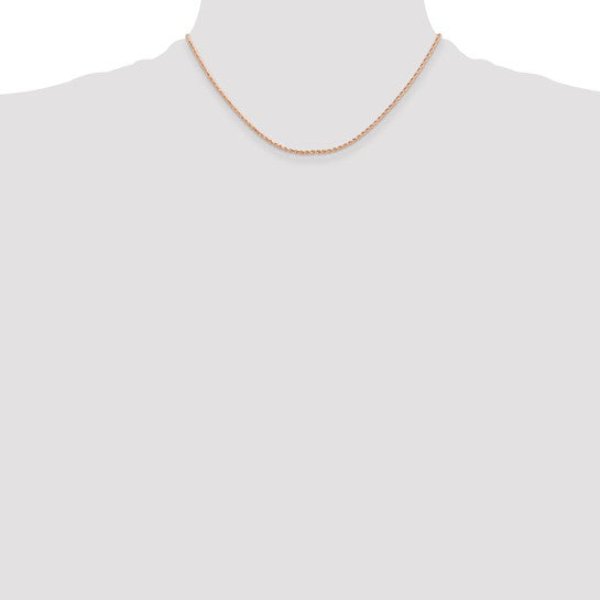 14KT Rose Gold 16 inch 1.5mm Diamond-cut Rope with Lobster Clasp Chain