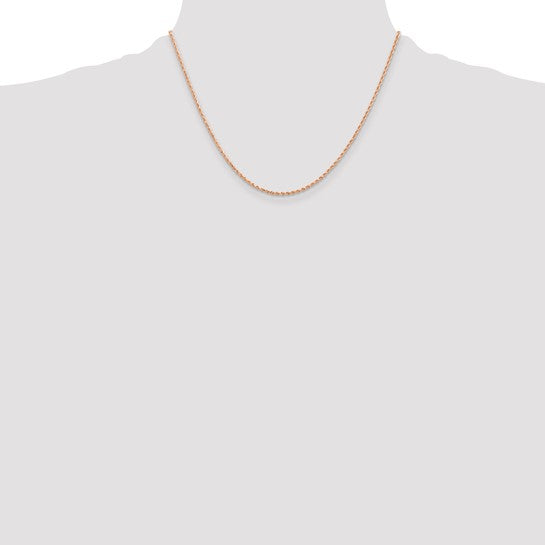 14KT Rose Gold 18 inch 1.5mm Diamond-cut Rope with Lobster Clasp Chain