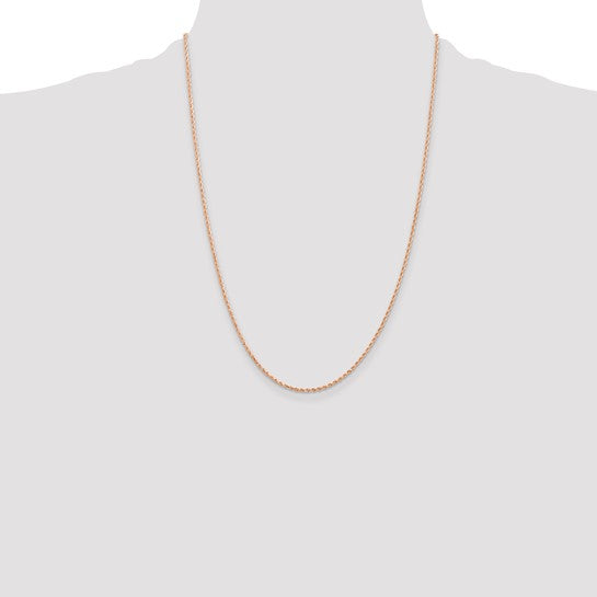 14KT Rose Gold 24 inch 1.5mm Diamond-cut Rope with Lobster Clasp Chain