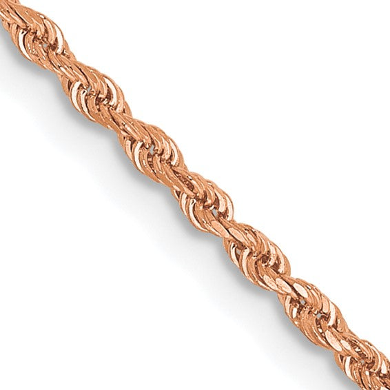 14KT Rose Gold 14 inch 1.5mm Diamond-cut Rope with Lobster Clasp Chain
