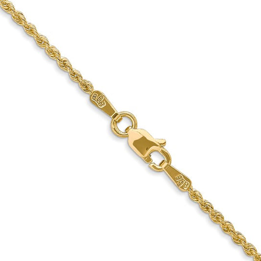 14KT Yellow gold 36 inch 1.5mm Regular Rope with Lobster Clasp Chains