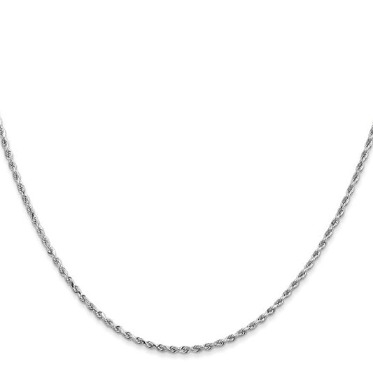 14KT White Gold 16 inch 1.5mm Diamond-cut Rope with Lobster Clasp Chain