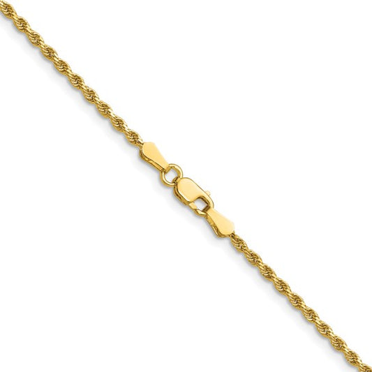 14KT Yellow Gold 14 inch 1.75mm Diamond-cut Rope with Lobster Clasp Chain