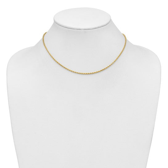 14KT Yellow Gold 16 inch 1.75mm Diamond-cut Rope with Lobster Clasp Chain