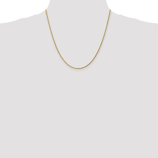 14KT Yellow Gold 20 inch 1.75mm Diamond-cut Rope with Lobster Clasp Chain