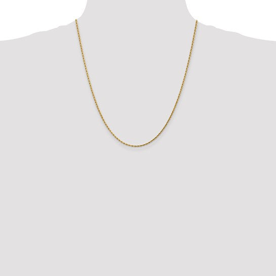 14KT Yellow Gold 22 inch 1.75mm Diamond-cut Rope with Lobster Clasp Chain