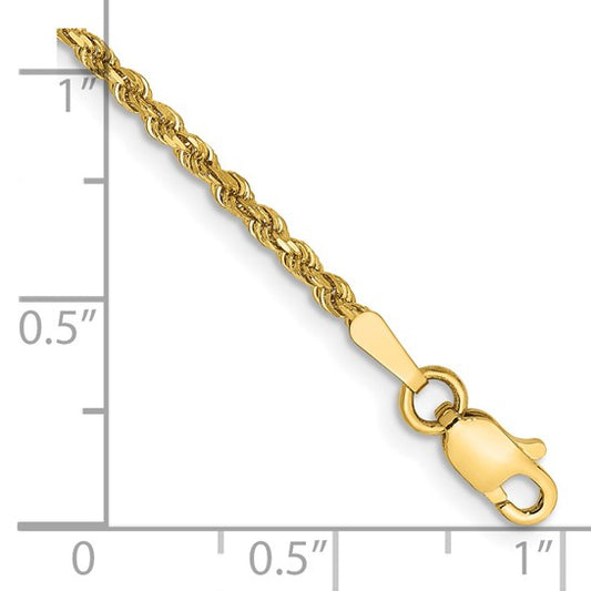 14kt Yellow Gold 7 inch 1.75mm Diamond-cut Rope with Lobster Clasp Chain