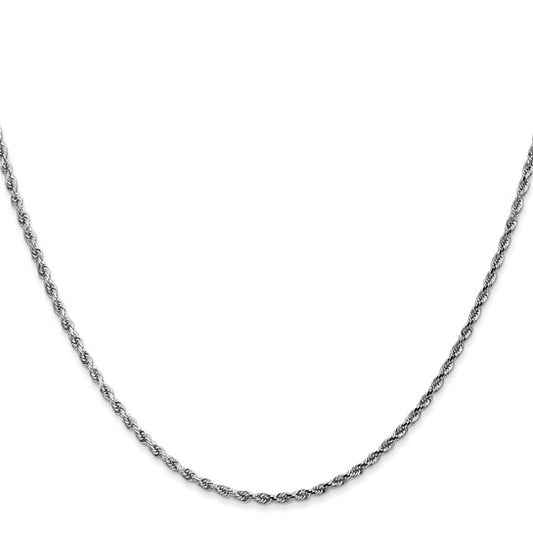 14KT White Gold 28 inch 1.75mm Diamond-cut Rope with Lobster Clasp Chain