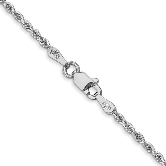14KT White Gold 14 inch 1.75mm Diamond-cut Rope with Lobster Clasp Chain