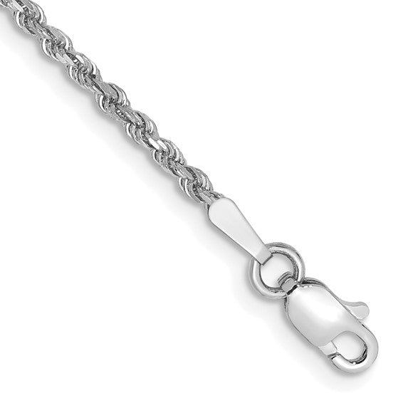 14KT White Gold 6 inch 1.75mm Diamond-cut Rope with Lobster Clasp Chain
