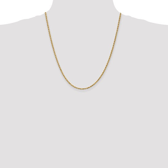 14KT Yellow Gold 22 inch 2.25mm Diamond-cut Rope with Lobster Clasp Chain