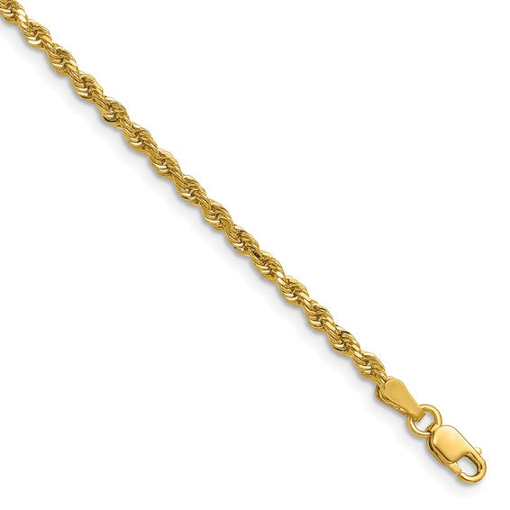 14KT Yellow Gold 22 inch 2.25mm Diamond-cut Rope with Lobster Clasp Chain