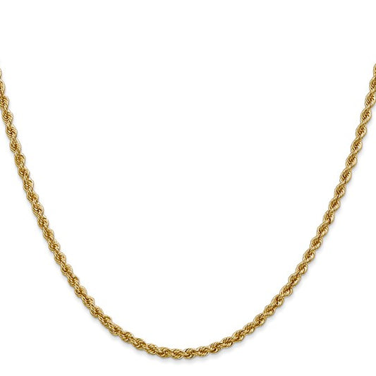 14KT Yellow Gold 18 inch 2.5mm Regular Rope with Lobster Clasp Chain