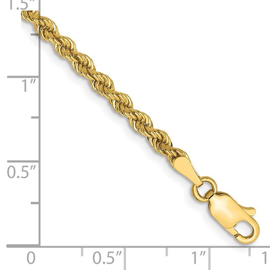 14kt Yellow Gold 7 inch 2.75mm Regular Rope with Lobster Clasp Chain