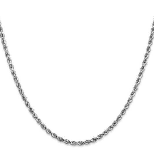 14KT White Gold 20 inch 2.75mm Diamond-cut Rope with Lobster Clasp Chain