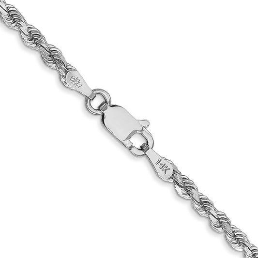 14kt White Gold 16 inch 2.75mm Diamond-cut Rope with Lobster Clasp Chain
