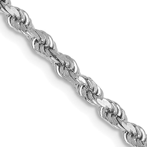 14kt White Gold 22 inch 2.75mm Diamond-cut Rope with Lobster Clasp Chain