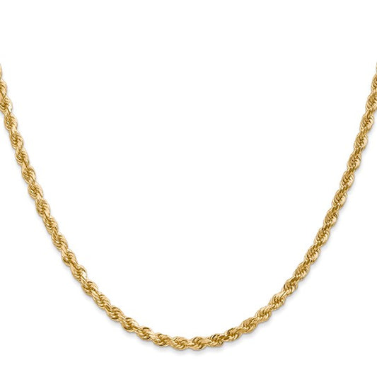 14kt Yellow Gold 20 inch 3mm Diamond-cut Rope with Lobster Clasp Chain