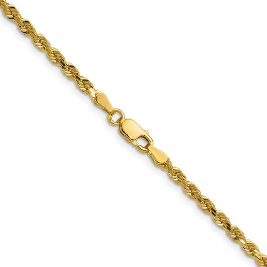 14kt Yellow Gold 28 inch 3mm Diamond-cut Rope with Lobster Clasp Chain
