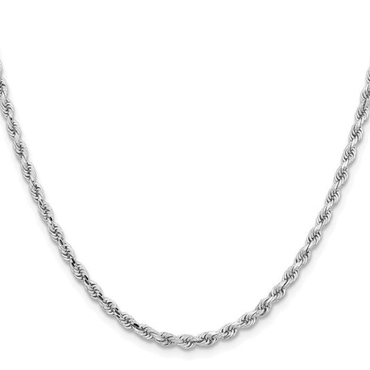 14KT White Gold 30 inch 3.25mm Diamond-cut Rope with Lobster Clasp Chain