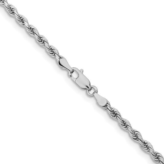 14kt White Gold 28 inch 3.25mm Diamond-cut Rope with Lobster Clasp Chain