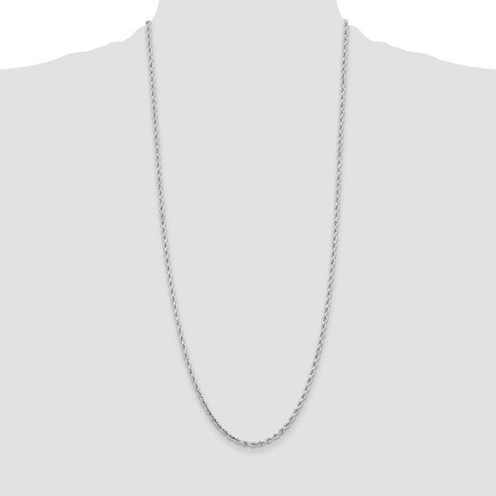 14KT White Gold 30 inch 3.25mm Diamond-cut Rope with Lobster Clasp Chain