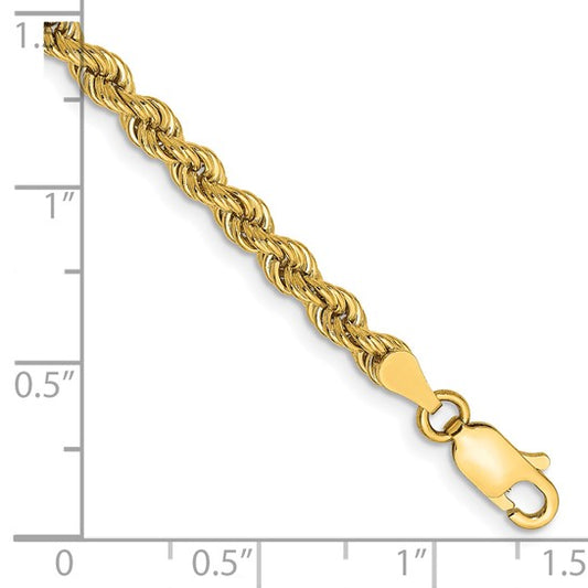 14kt Yellow Gold 9 inch 3.65mm Regular Rope with Lobster Clasp Chain