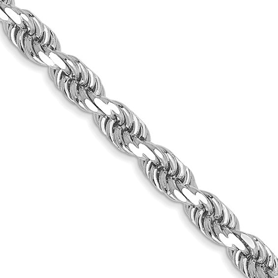 14KT White Gold 26 inch 3.5mm Diamond-cut Rope with Lobster Clasp Chain