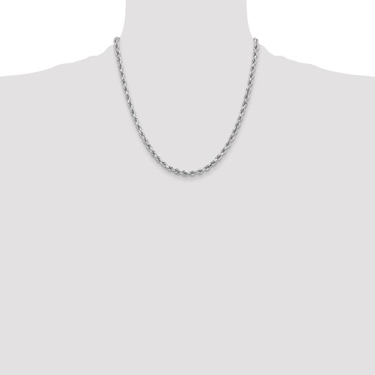 14kt White Gold 20 inch 3.75mm Diamond-cut Rope with Lobster Clasp Chain