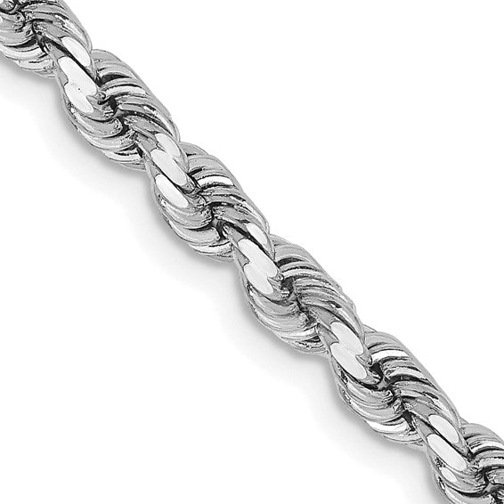 14KT White Gold 24 inch 3.75mm Diamond-cut Rope with Lobster Clasp Chain
