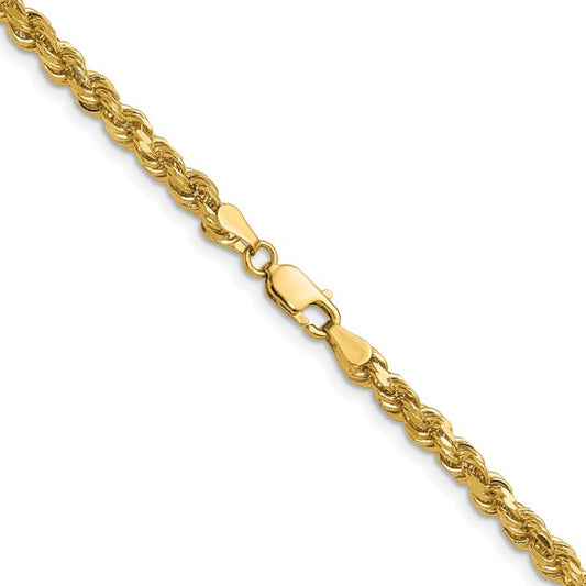 14KT Yellow Gold 24 inch 4mm Diamond-cut Rope with Lobster Clasp Chain