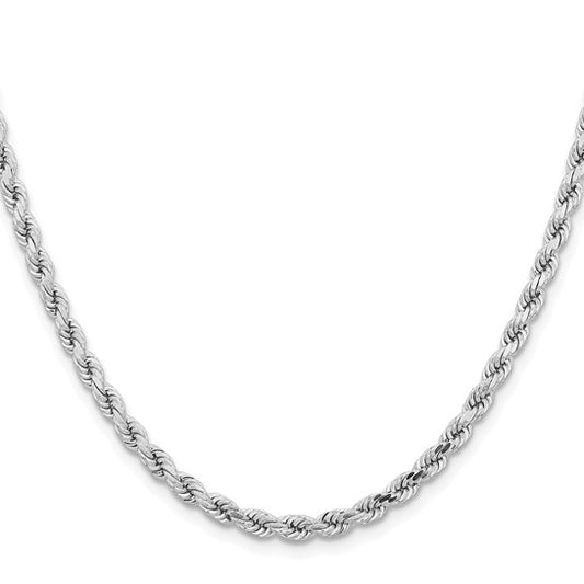 14KT White Gold 20 inch 4.25mm Diamond-cut Rope with Lobster Clasp Chain