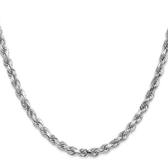 14KT White Gold 28 inch 4.5mm Diamond-cut Rope with Lobster Clasp Chain