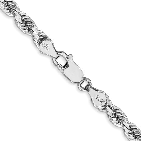 14KT White Gold 28 inch 4.5mm Diamond-cut Rope with Lobster Clasp Chain