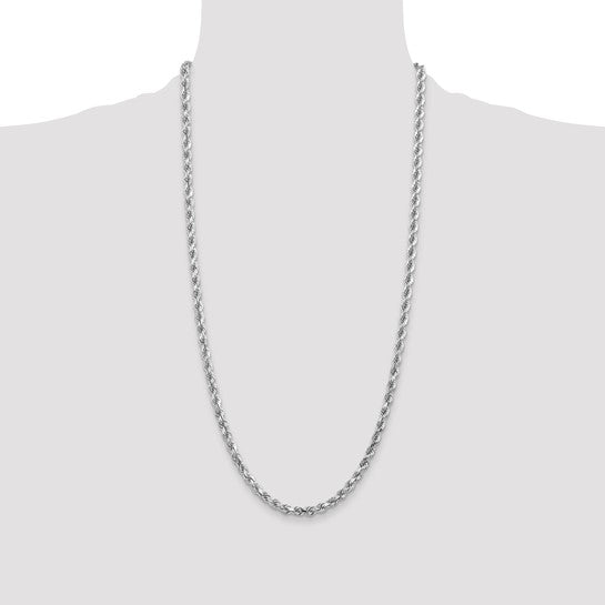 14KT White Gold 28 inch 4.5mm Diamond-cut Rope with Lobster Clasp Chain