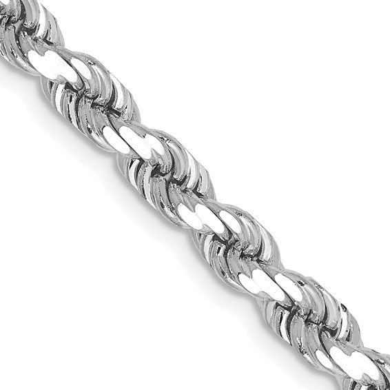 14KT White Gold 22 inch 4.5mm Diamond-cut Rope with Lobster Clasp Chain