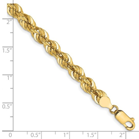 14KT Yellow Gold 8 inch 6mm Regular Rope with Lobster Clasp Chain