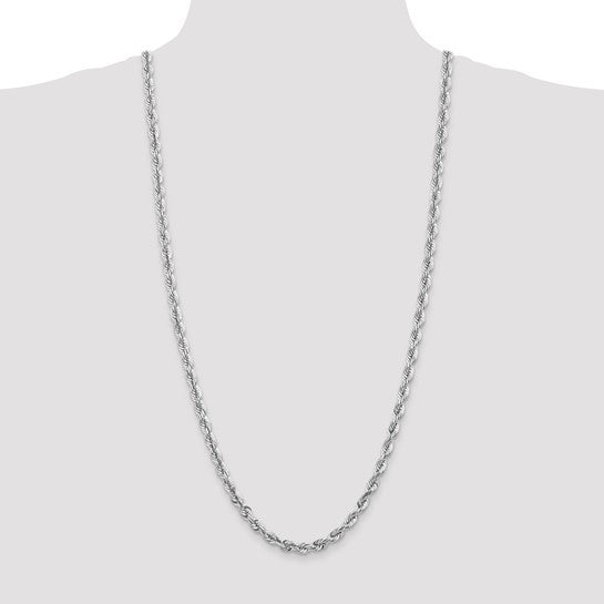 14KT White Gold 30 inch 5.5mm Diamond-cut Rope with Lobster Clasp Chain