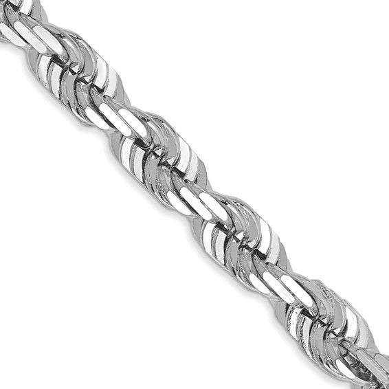 14KT White Gold 22 inch 5.5mm Diamond-cut Rope with Lobster Clasp Chain