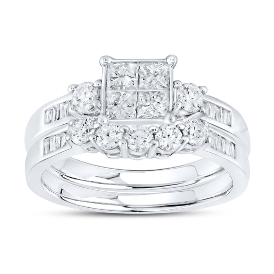 14kt White Gold 1 CTW Natural Diamond Bridal Ring Set