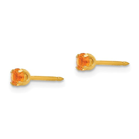 Inverness 14kt Yellow Gold 3mm November Crystal Birthstone Post Earrings