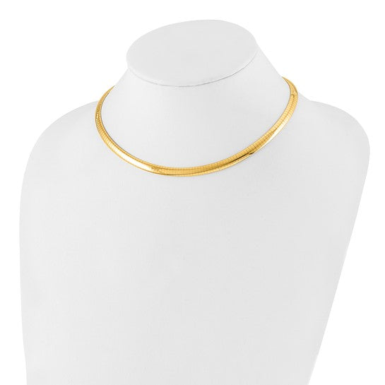 14KT Yellow Gold 6mm Domed Omega Necklace