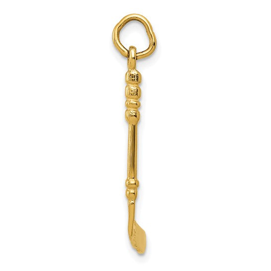 10kt Yellow Gold Hockey Stick with Enamel Charm