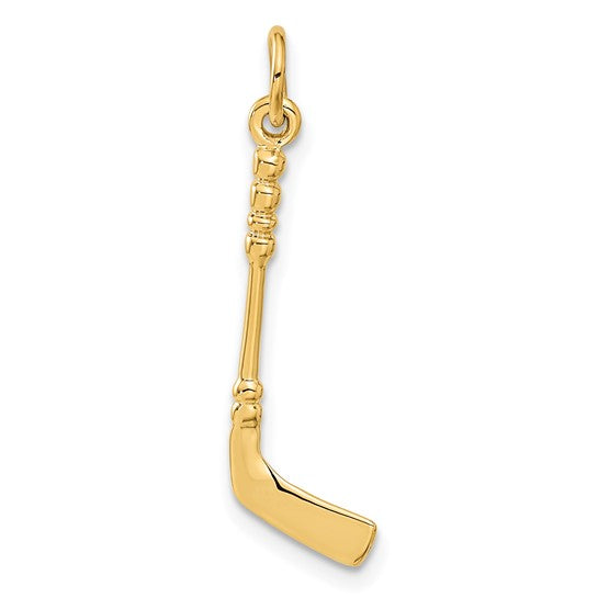 10kt Yellow Gold Hockey Stick with Enamel Charm