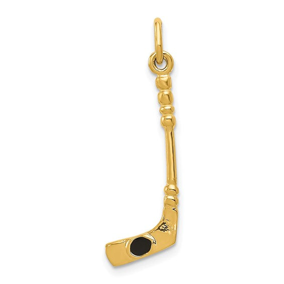 10kt Yellow Gold Hockey Stick with Enamel Charm