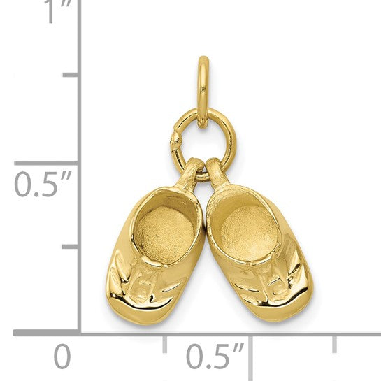 10kt Yellow Gold Polished Baby Shoes Charm